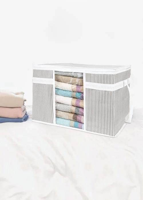 حقيبة تخزين بنافذه شفافة striped | عرض3قطع