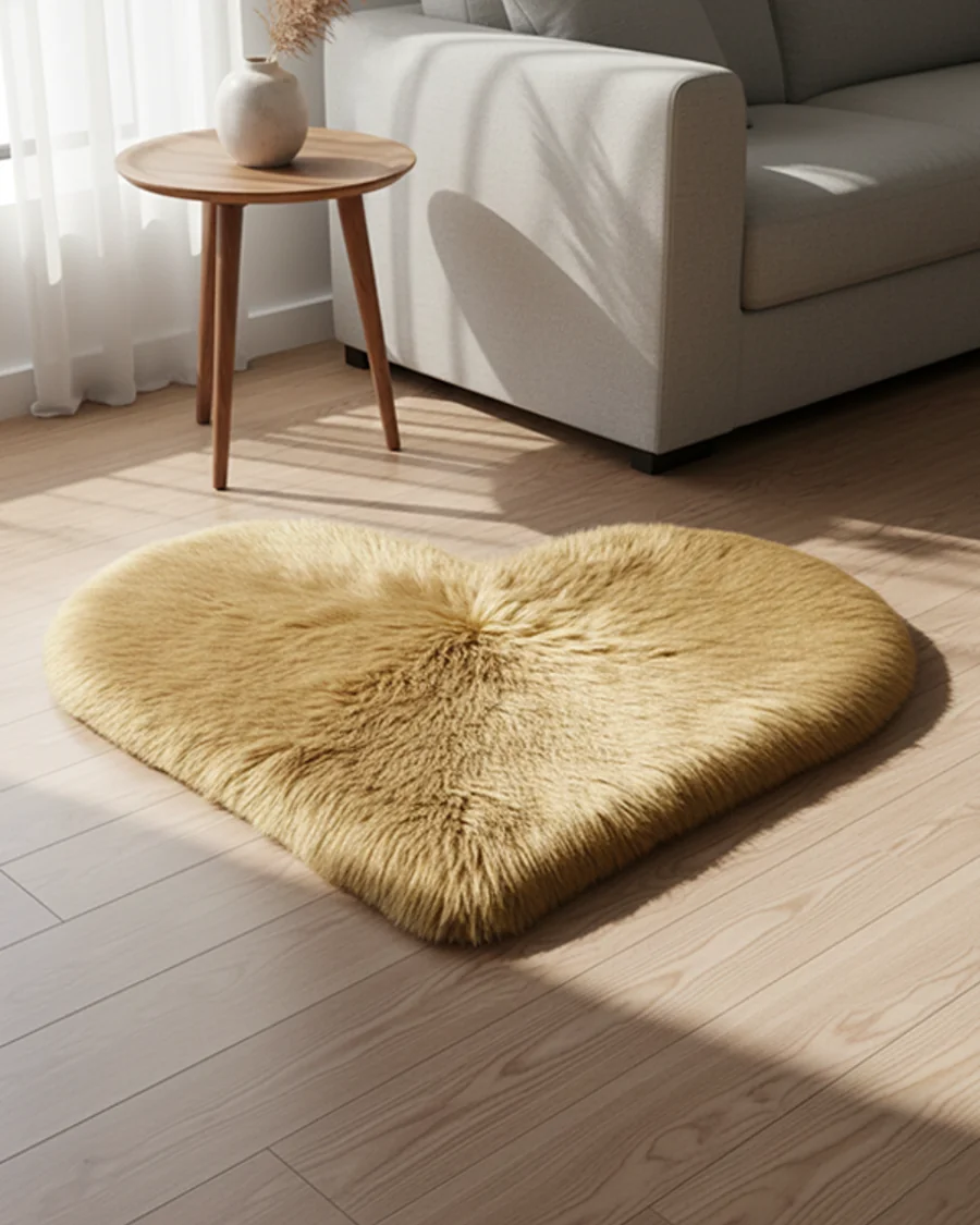 سجادة فرو مستورد شكل قلب