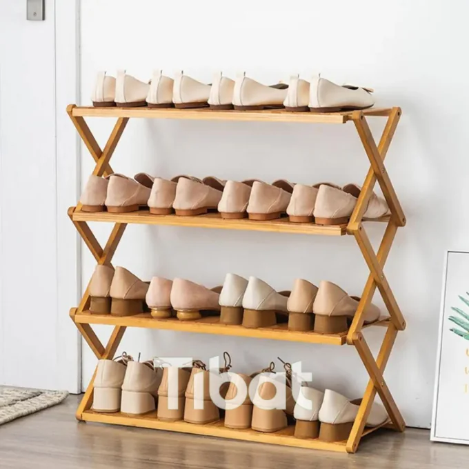 منظم احذية خشبي قابلة للطي